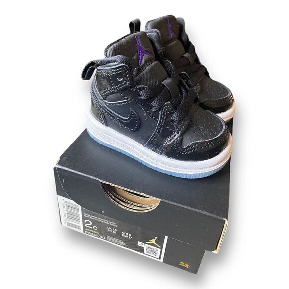 Nike Jordan 1 Mid SE (TD) Size 2C Black/Dark Concord-White DV1338-004 New in Box - Picture 3 of 7